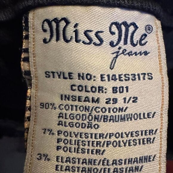 Miss Me Jeans Women 31 Easy Skinny Black Embellished Back Pockets E14ES31TS - Picture 4 of 6